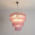 Madeleine Pink Murano-Style Cascading Glass Tube Chandelier Modern Tiered Pendant Light