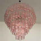 Madeleine Pink Murano-Style Cascading Glass Tube Chandelier Modern Tiered Pendant Light