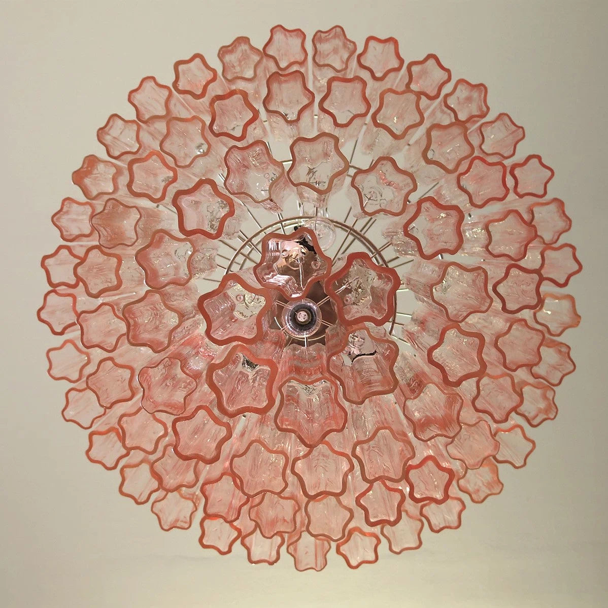 Madeleine Pink Murano-Style Cascading Glass Tube Chandelier Modern Tiered Pendant Light