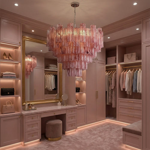 Murano-Style Cloud Red Tiered Glass Tube Chandelier Artistic Luxury Cascading Pendant Lighting