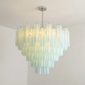 Murano-Style Blue Tiered Frosted Glass Tube Chandelier Modern Luxury Cascading Art Pendant Light