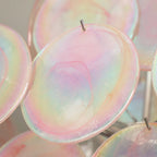 Modern Pink and Purple Glass Disc Tiered Chandelier Iridescent Glass Art Round Disk Pendant Light