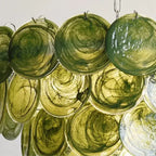 Murano Style Green Tiered Glass Chandelier Lelaina Artistic Layered Circular Glass Discs Pendant Light