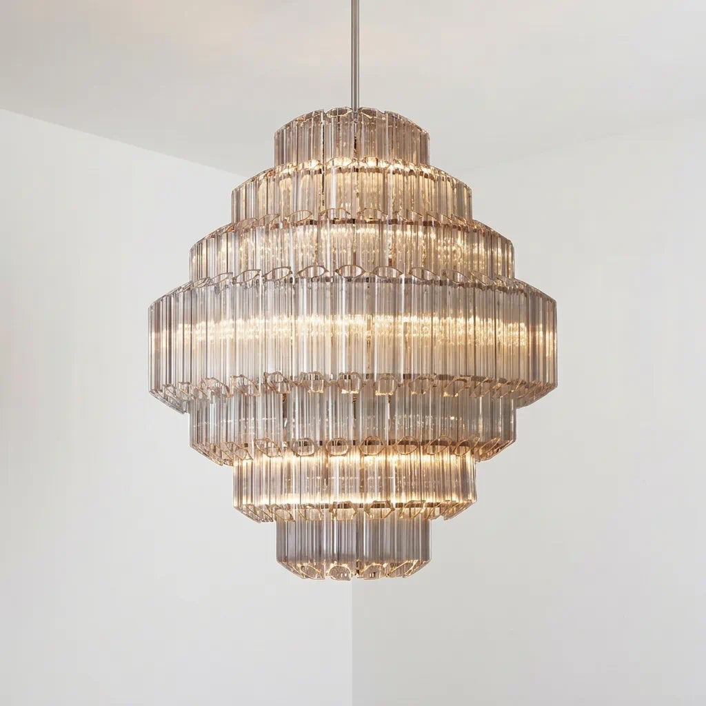 Vittoria Tiered Glass Chandelier Modern Artistic Luxury Murano Glass Tube Pendant Lighting