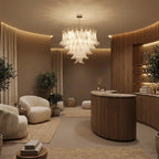 Murano-Style White Art Glass Petal Chandelier Aloa Decor Multi-Tier Floral Cluster Pendant Light