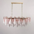 Flora Ombre Glass Petal Linear Chandelier Murano Tiered Glass Petals Pendant Light For Dining Kitchen Island