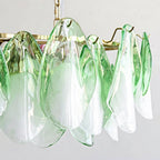 Flora Ombre Glass Petal Linear Chandelier Murano Tiered Glass Petals Pendant Light For Dining Kitchen Island