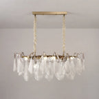 Flora Ombre Glass Petal Linear Chandelier Murano Tiered Glass Petals Pendant Light For Dining Kitchen Island