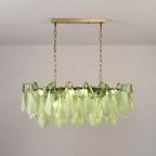 Flora Ombre Glass Petal Linear Chandelier Murano Tiered Glass Petals Pendant Light For Dining Kitchen Island