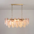 Flora Ombre Glass Petal Linear Chandelier Murano Tiered Glass Petals Pendant Light For Dining Kitchen Island
