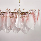 Flora Ombre Glass Petal Linear Chandelier Murano Tiered Glass Petals Pendant Light For Dining Kitchen Island