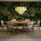 Foliage Ombre Green and White Glass Petal Chandelier Murano-Style Tiered Floral Pendant Light