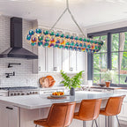 Luxury Large Iridescent Bubble Glass Chandelier Talia Hand-Blown Cluster Globe Pendant Light for Dining Kitchen Islands