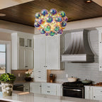 Modern Semi Flush Blown Glass Chandelier Minimalist Rainbow Bubble Cluster Ceiling Light