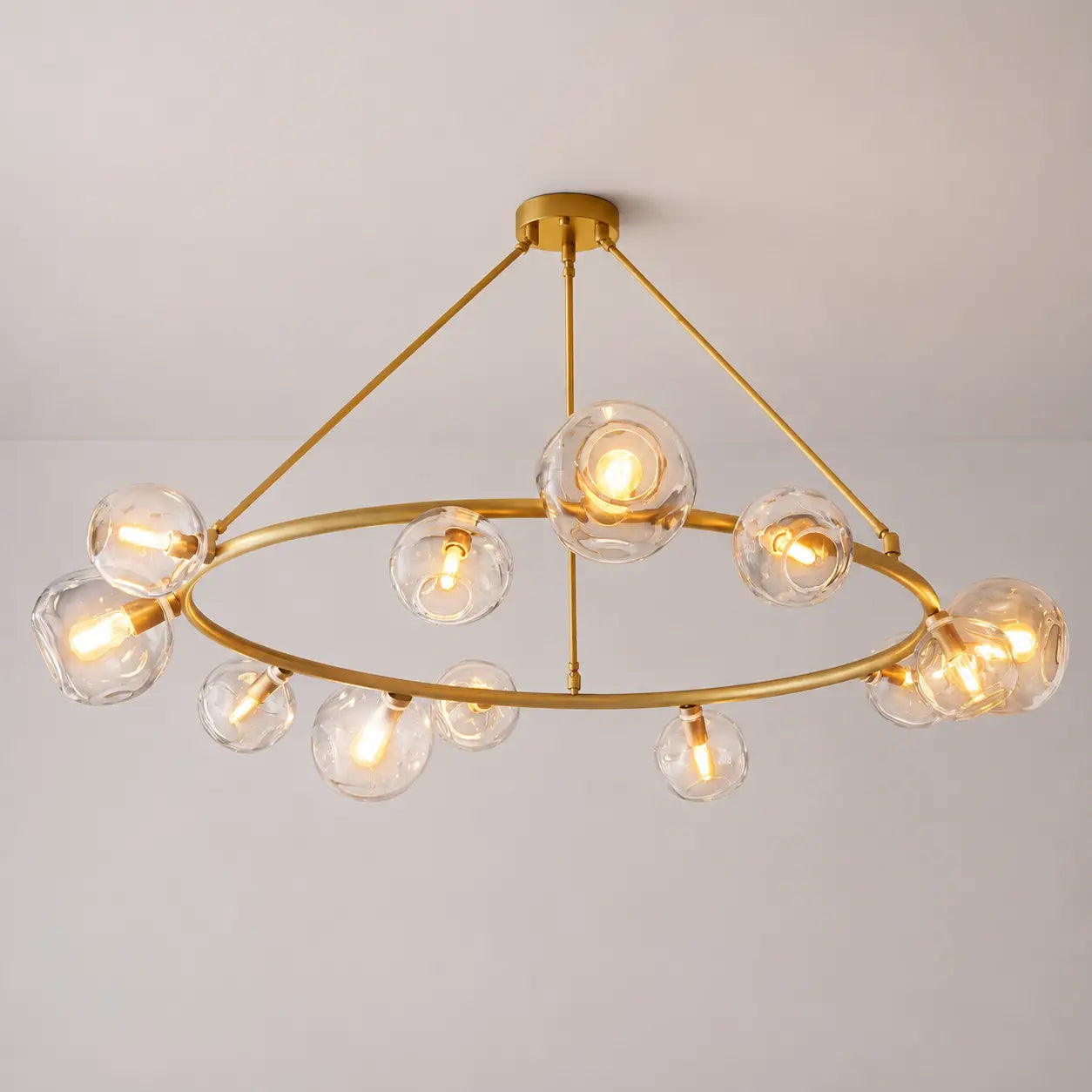 Modern Bubble Glass Round Chandelier Contemporary Globe Pendant Light Fixture For Dining Living Bedrooms