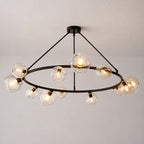 Modern Bubble Glass Round Chandelier Contemporary Globe Pendant Light Fixture For Dining Living Bedrooms