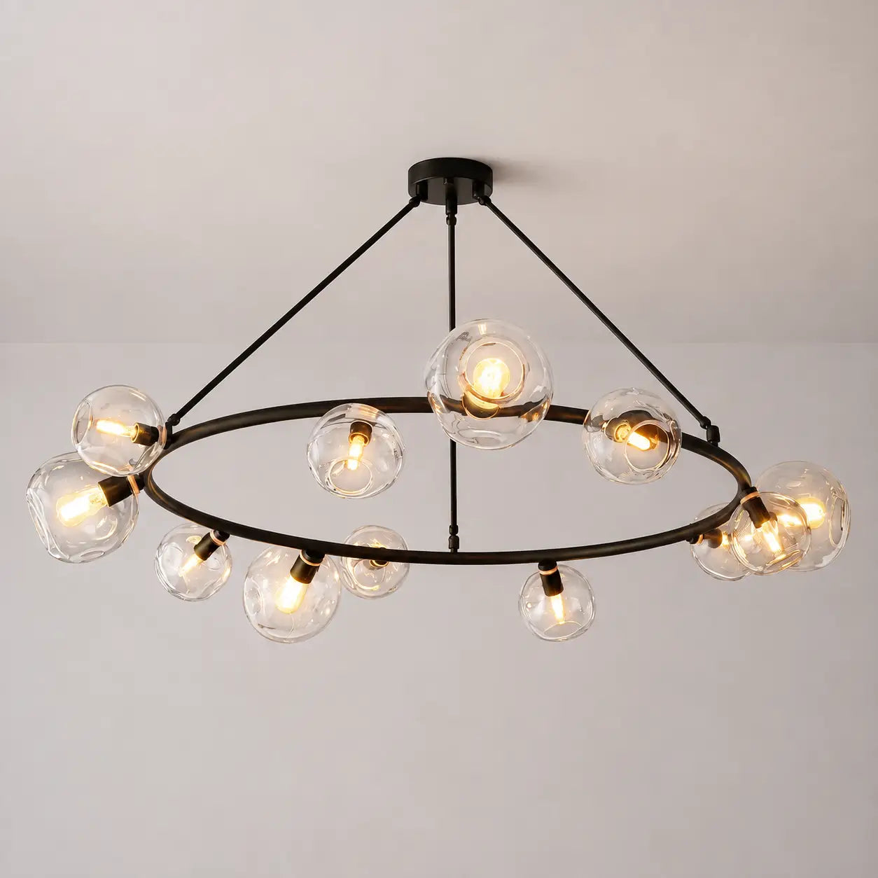 Modern Bubble Glass Round Chandelier Contemporary Globe Pendant Light Fixture For Dining Living Bedrooms