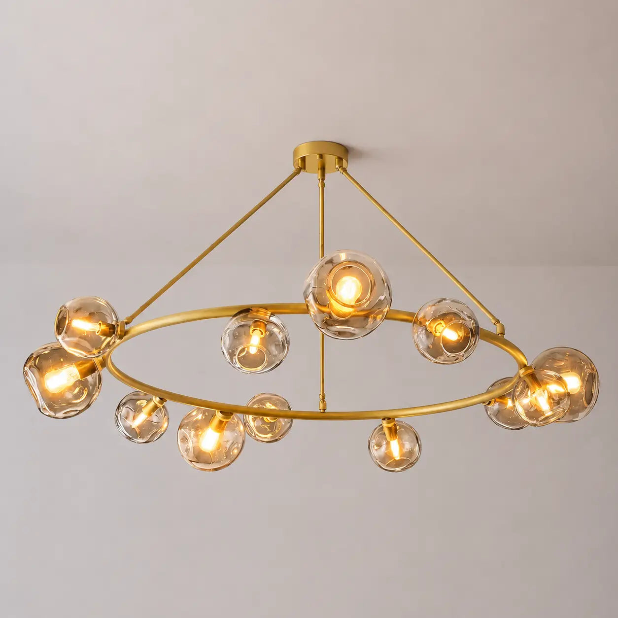 Modern Bubble Glass Round Chandelier Contemporary Globe Pendant Light Fixture For Dining Living Bedrooms