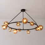 Modern Bubble Glass Round Chandelier Contemporary Globe Pendant Light Fixture For Dining Living Bedrooms