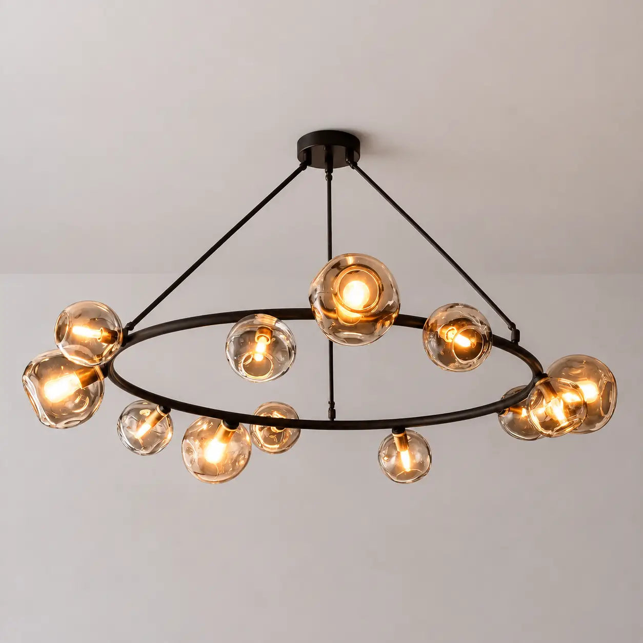 Modern Bubble Glass Round Chandelier Contemporary Globe Pendant Light Fixture For Dining Living Bedrooms
