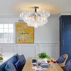Modern Bubble Cluster Semi Flush Mount Glass Chandelier Blown Glass Ceiling Light Fixture for Living Room and Bedroom