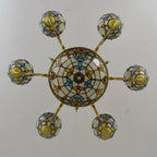 Large Tiffany-Style Stained Artwork Glass Chandelier Classic Floral Vintage Hanging Light Fixtures