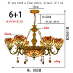Large Tiffany-Style Stained Artwork Glass Chandelier Classic Floral Vintage Hanging Light Fixtures