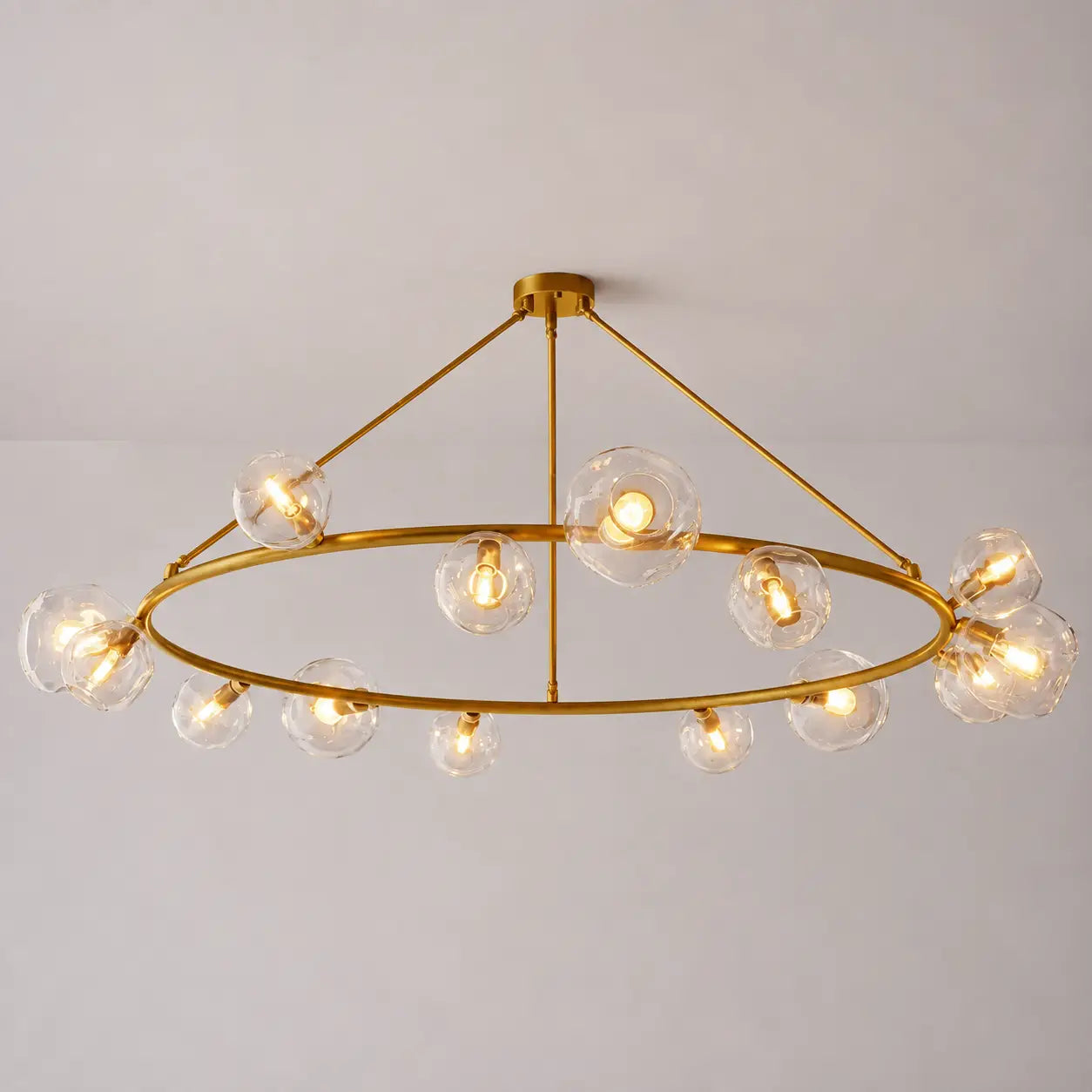 Modern Bubble Glass Round Chandelier Contemporary Globe Pendant Light Fixture For Dining Living Bedrooms