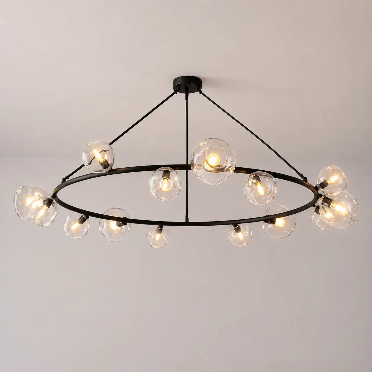 Modern Bubble Glass Round Chandelier Contemporary Globe Pendant Light Fixture For Dining Living Bedrooms