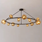 Modern Bubble Glass Round Chandelier Contemporary Globe Pendant Light Fixture For Dining Living Bedrooms