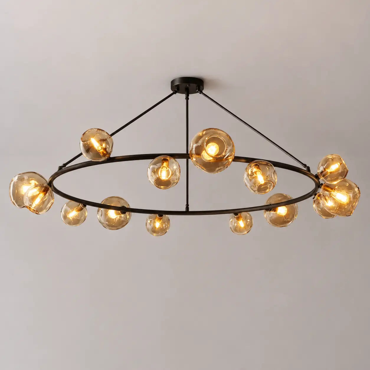 Modern Bubble Glass Round Chandelier Contemporary Globe Pendant Light Fixture For Dining Living Bedrooms