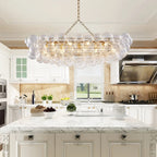 Rectangular Bubbles Chandelier Rectangular  Talia Style Glass Pendant Light Fixture Modern For Kitchen Island