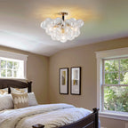 Modern Bubble Cluster Semi Flush Mount Glass Chandelier Blown Glass Ceiling Light Fixture for Living Room and Bedroom