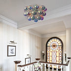 Modern Semi Flush Blown Glass Chandelier Minimalist Rainbow Bubble Cluster Ceiling Light
