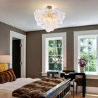 Talia Style Ribbed Glass Cloud Bubble Ceiling Fixture Modern Semi Flush Mount Ceiling Light For Living Dining