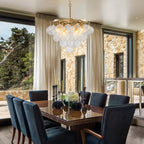 Modern Talia Cloud Bubble Chandelier Hand-Blown Clear Ribbed Glass Globe Cluster Pendant Light