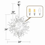 Translucent White Sculptural Glass Chandelier Hand-Blown Art Glass Pendant Light for Modern Interiors