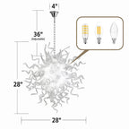 Translucent White Sculptural Glass Chandelier Hand-Blown Art Glass Pendant Light for Modern Interiors