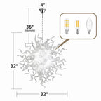 Translucent White Sculptural Glass Chandelier Hand-Blown Art Glass Pendant Light for Modern Interiors