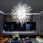 Translucent White Sculptural Glass Chandelier Hand-Blown Art Glass Pendant Light for Modern Interiors