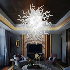 Translucent White Sculptural Glass Chandelier Hand-Blown Art Glass Pendant Light for Modern Interiors