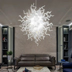 Translucent White Sculptural Glass Chandelier Hand-Blown Art Glass Pendant Light for Modern Interiors