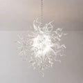 Translucent White Sculptural Glass Chandelier Hand-Blown Art Glass Pendant Light for Modern Interiors