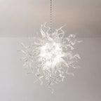 Translucent White Sculptural Glass Chandelier Hand-Blown Art Glass Pendant Light for Modern Interiors