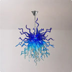 Celestial Blue Artisan Hand-Blown Glass Chandelier Chihuly-Style Sculptural Ocean-Inspired Statement Pendant Light