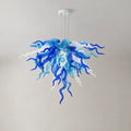 Murano Style Blown Glass Art Chandelier Blue & White Sea Anemone Pendant Light