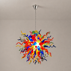 Colorburst Kaleidoscope Hand-Blown Glass Art Chandelier Chihuly-Style Glass Sculpture Pendant Light