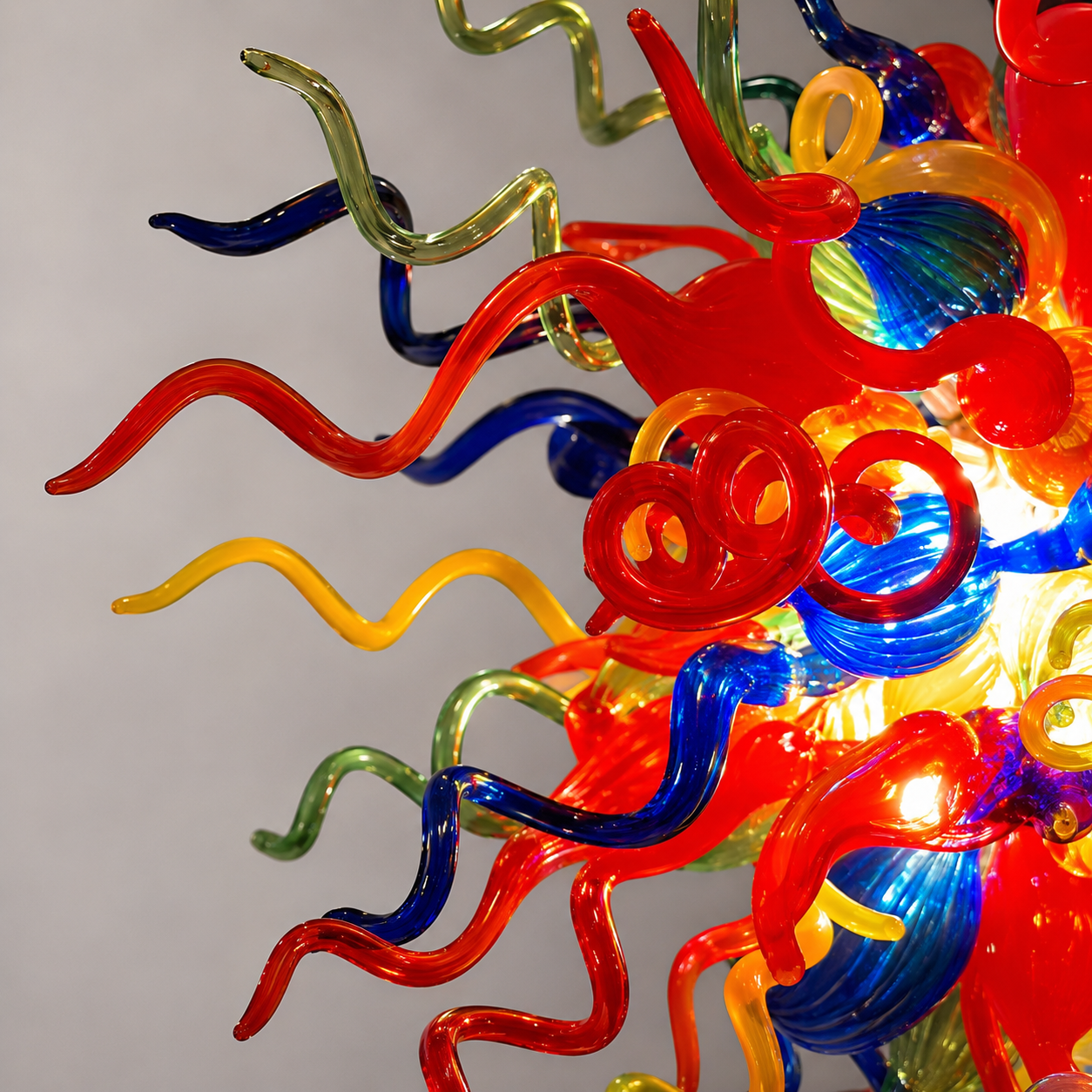 Colorburst Kaleidoscope Hand-Blown Glass Art Chandelier Chihuly-Style Glass Sculpture Pendant Light
