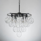 Modern Cloud Bubble Chandelier Talia Hand-Blown Clear Glass Globe Cluster Pendant Light with Metal Frame