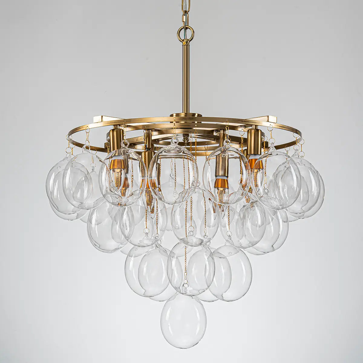 Modern Cloud Bubble Chandelier Talia Hand-Blown Clear Glass Globe Cluster Pendant Light with Metal Frame